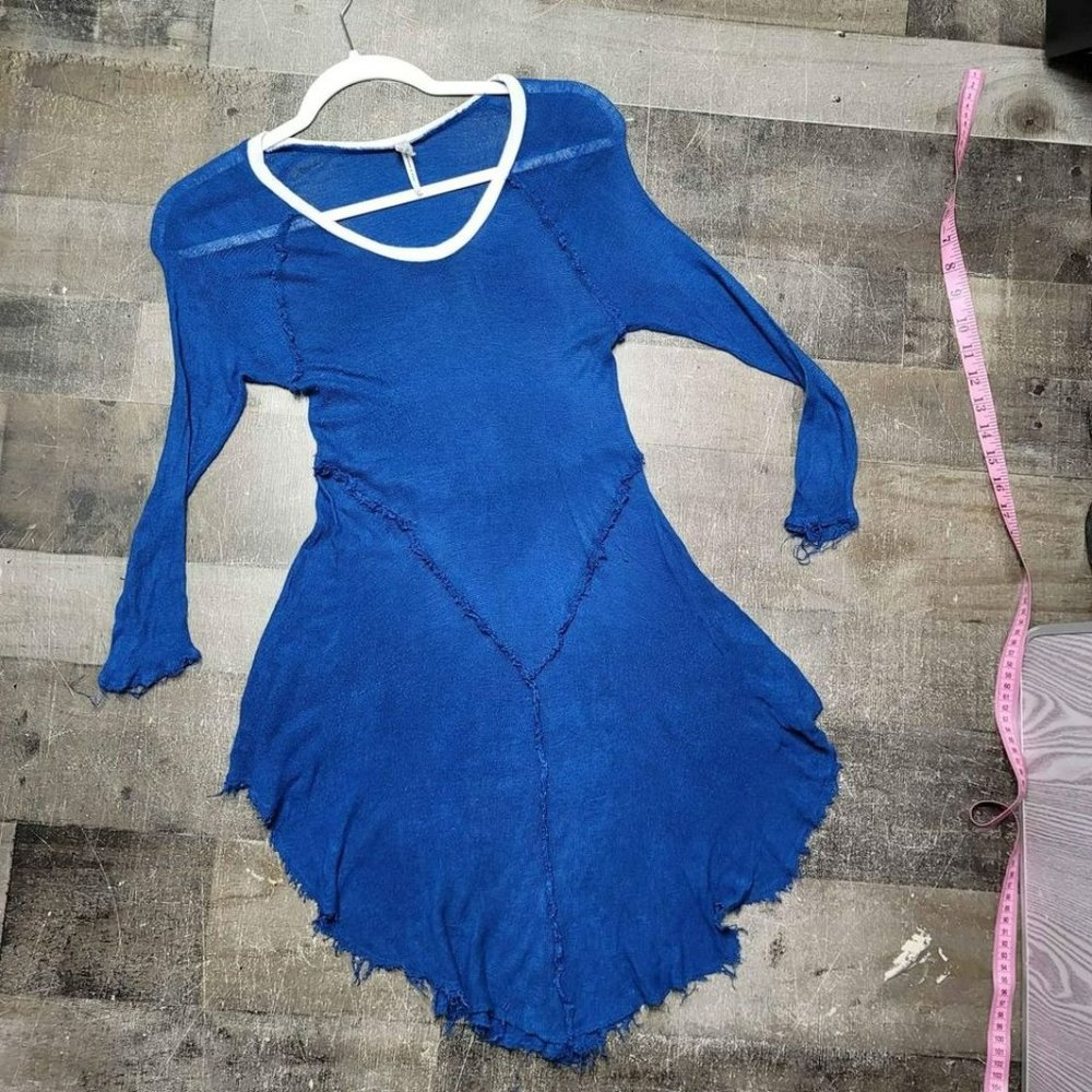Free People blue lace see-through dress a size small - Picture 1 of 8
